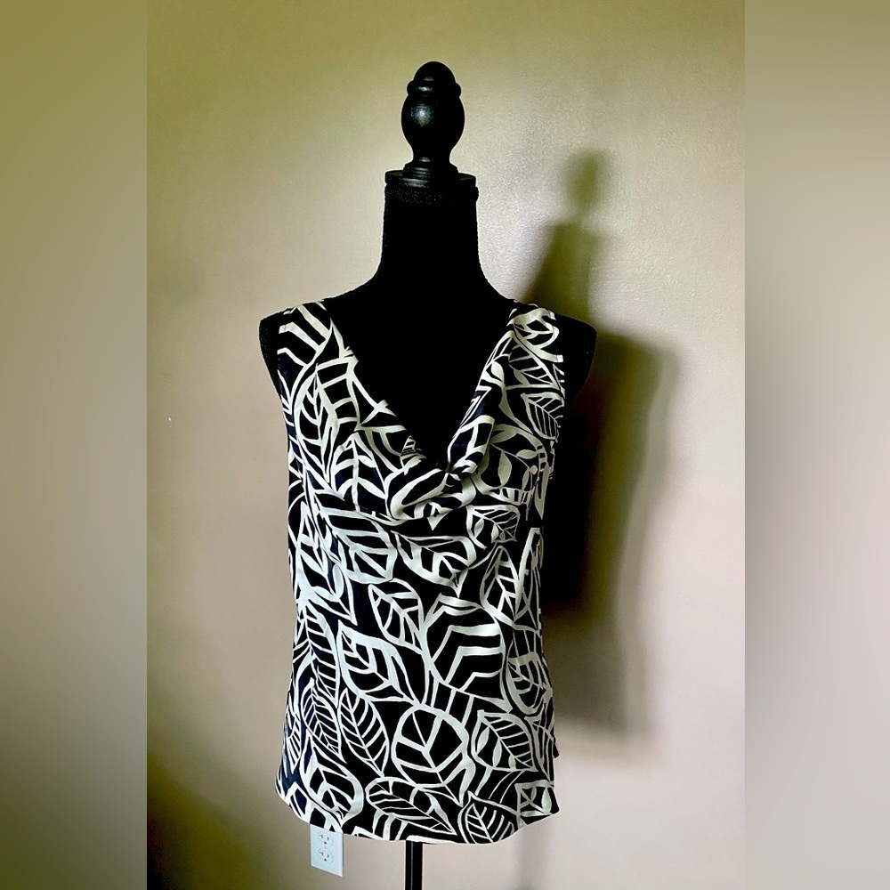 Vintage TALBOTS dead-stock NWT Pure Silk Blouse tropical sleeveless pretty sz 10